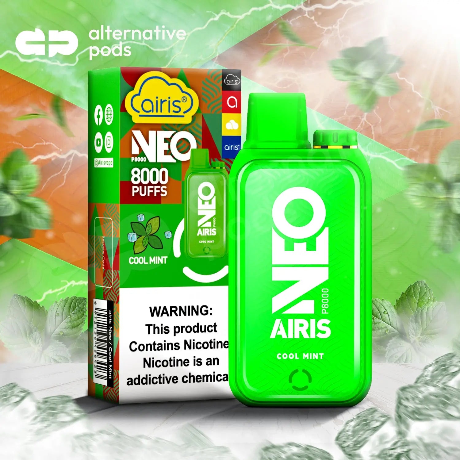 AIRIS NEO P8000 Disposable Vape - Cool Mint 