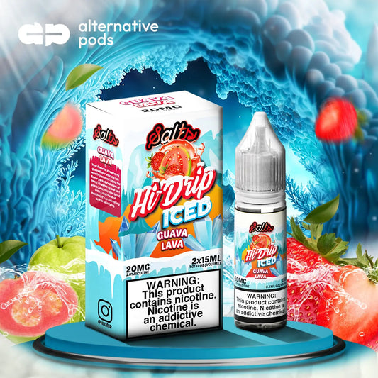 Hi-Drip Iced Salts Nicotine Salt E-Liquid 30ML (2 x 15ML) - Guava Lava 