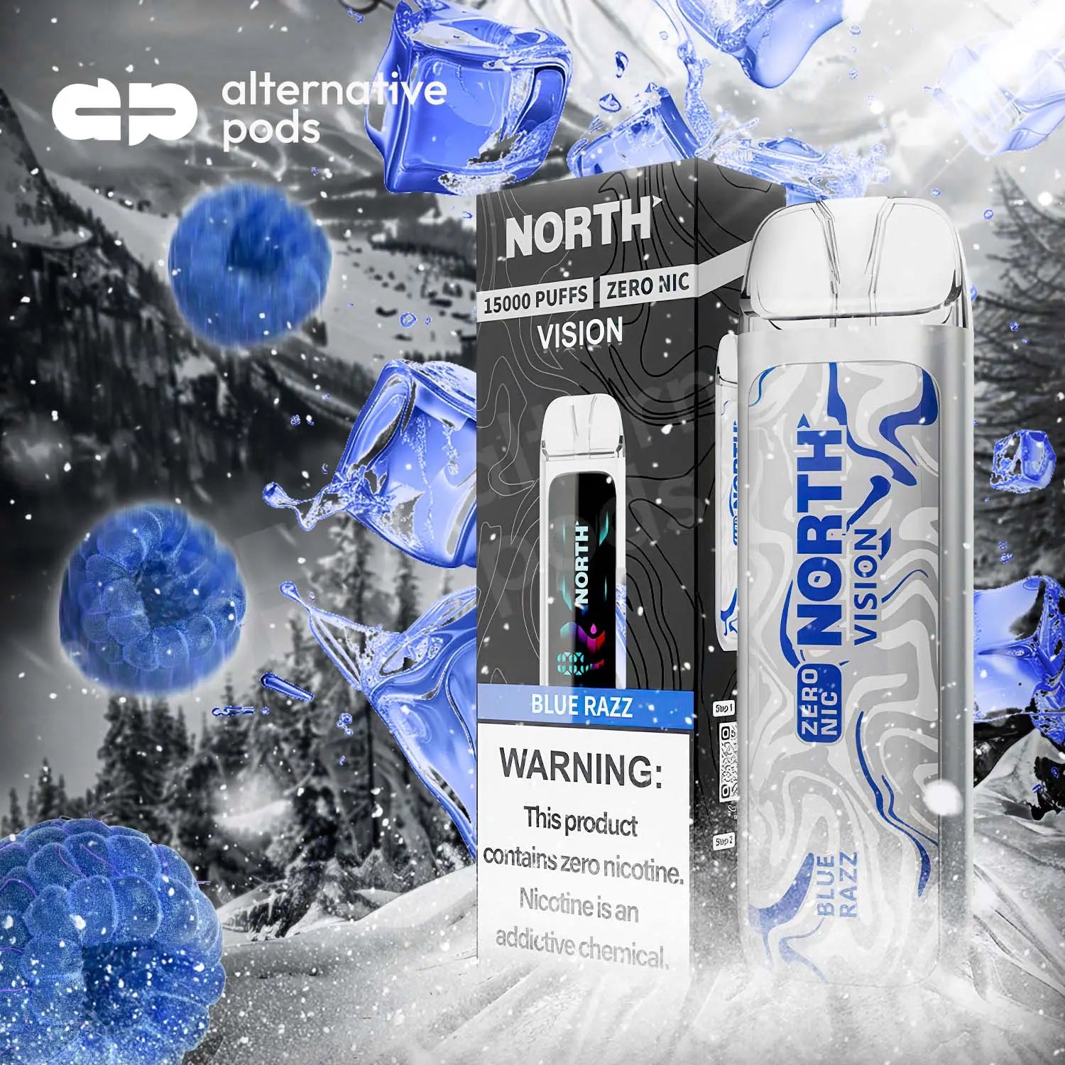 North Vision 15K Zero Nicotine Disposable - Blue Razz 
