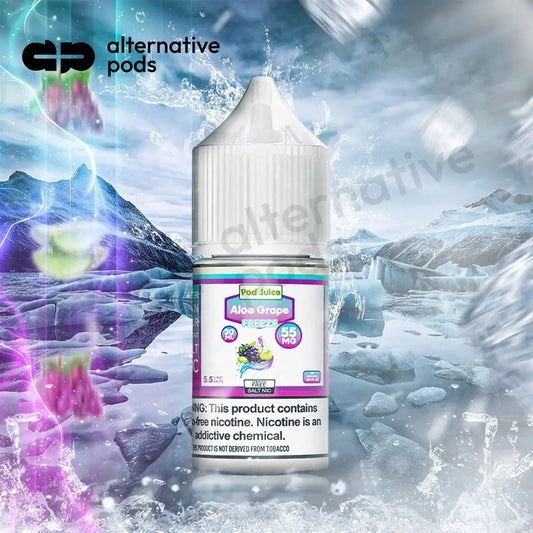 POD Juice ICED Synthetic Nicotine Salt E-Liquid 30ML - Aloe Grape Freeze 