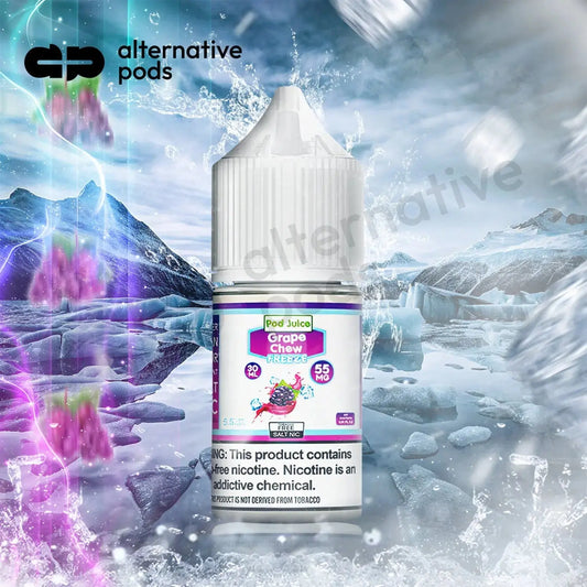 POD Juice ICED Synthetic Nicotine Salt E-Liquid 30ML - Grape Chew Freeze 