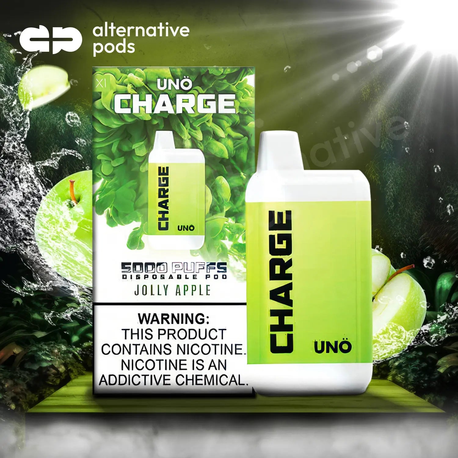 Uno Charge 5000 Puffs Disposable Vape - Jolly Apple 
