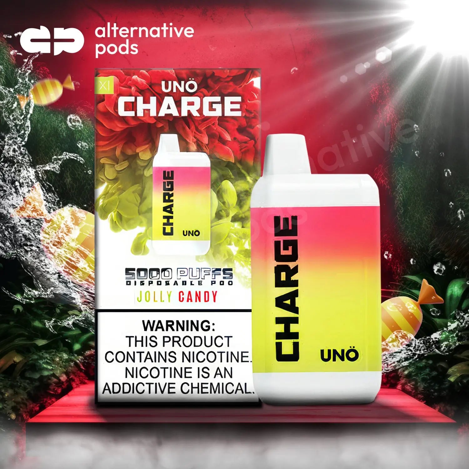 Uno Charge 5000 Puffs Disposable Vape - Jolly Candy 