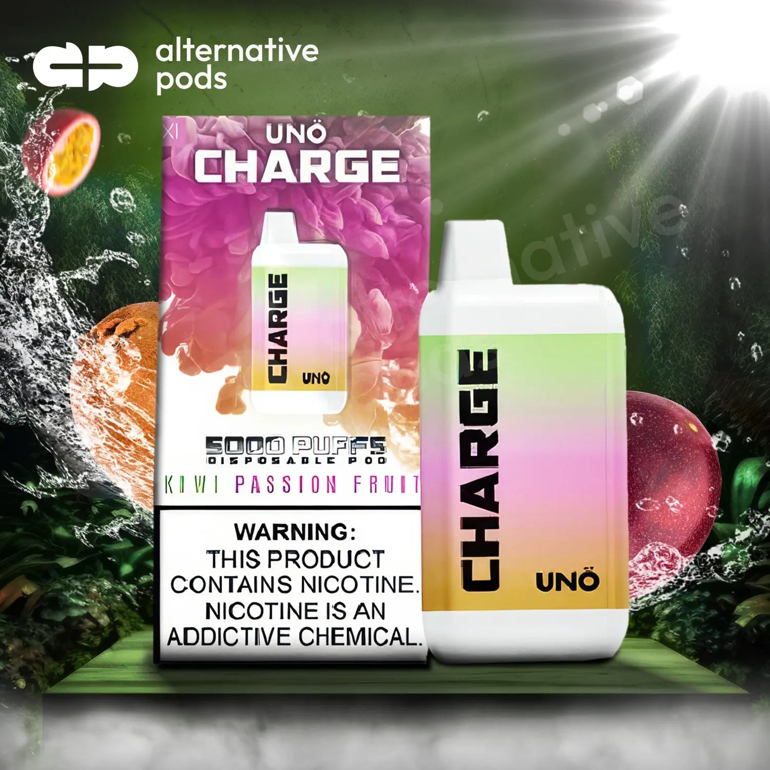 Uno Charge 5000 Puffs Disposable Vape - Kiwi Passion Fruit 