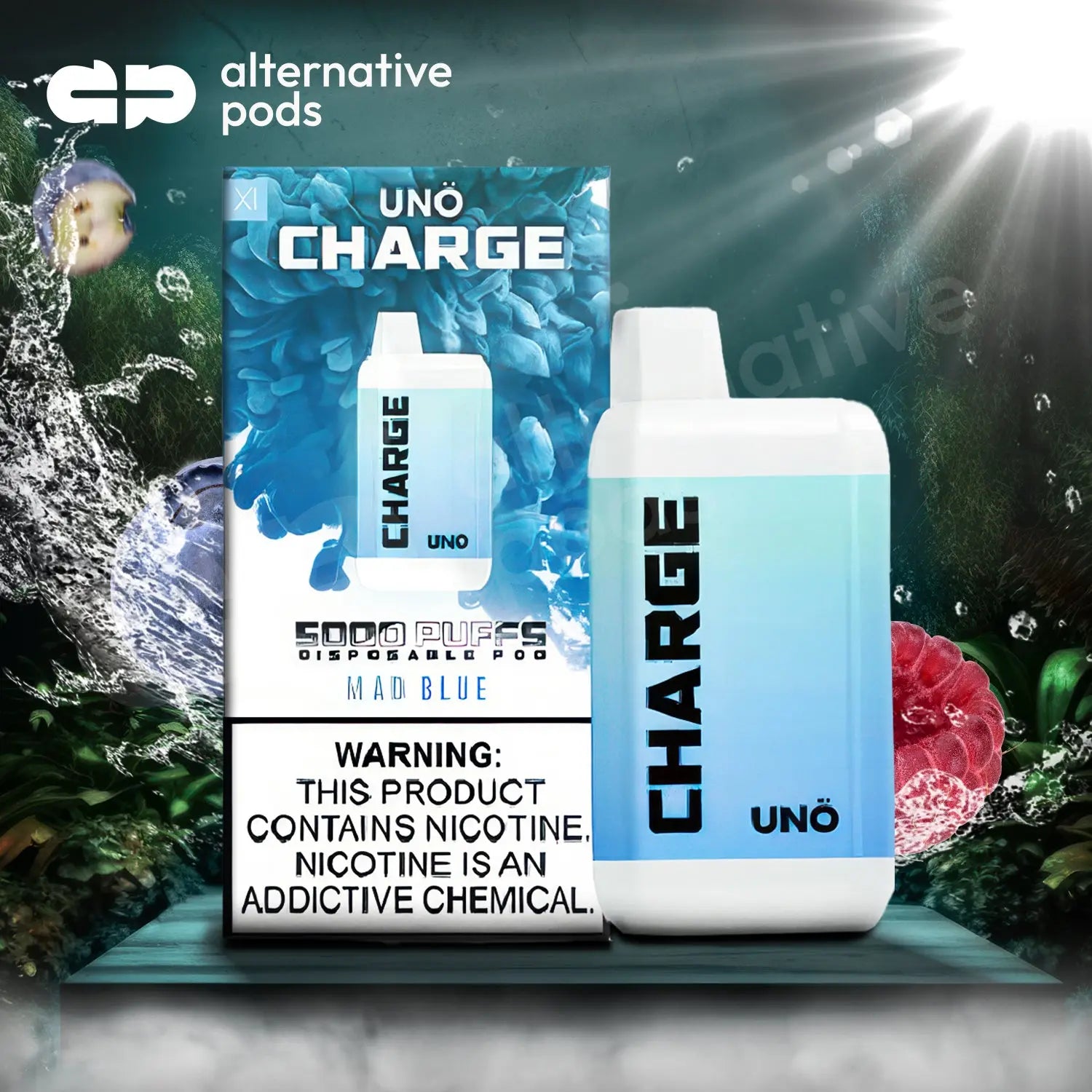 Uno Charge 5000 Puffs Disposable Vape - Mad Blue 