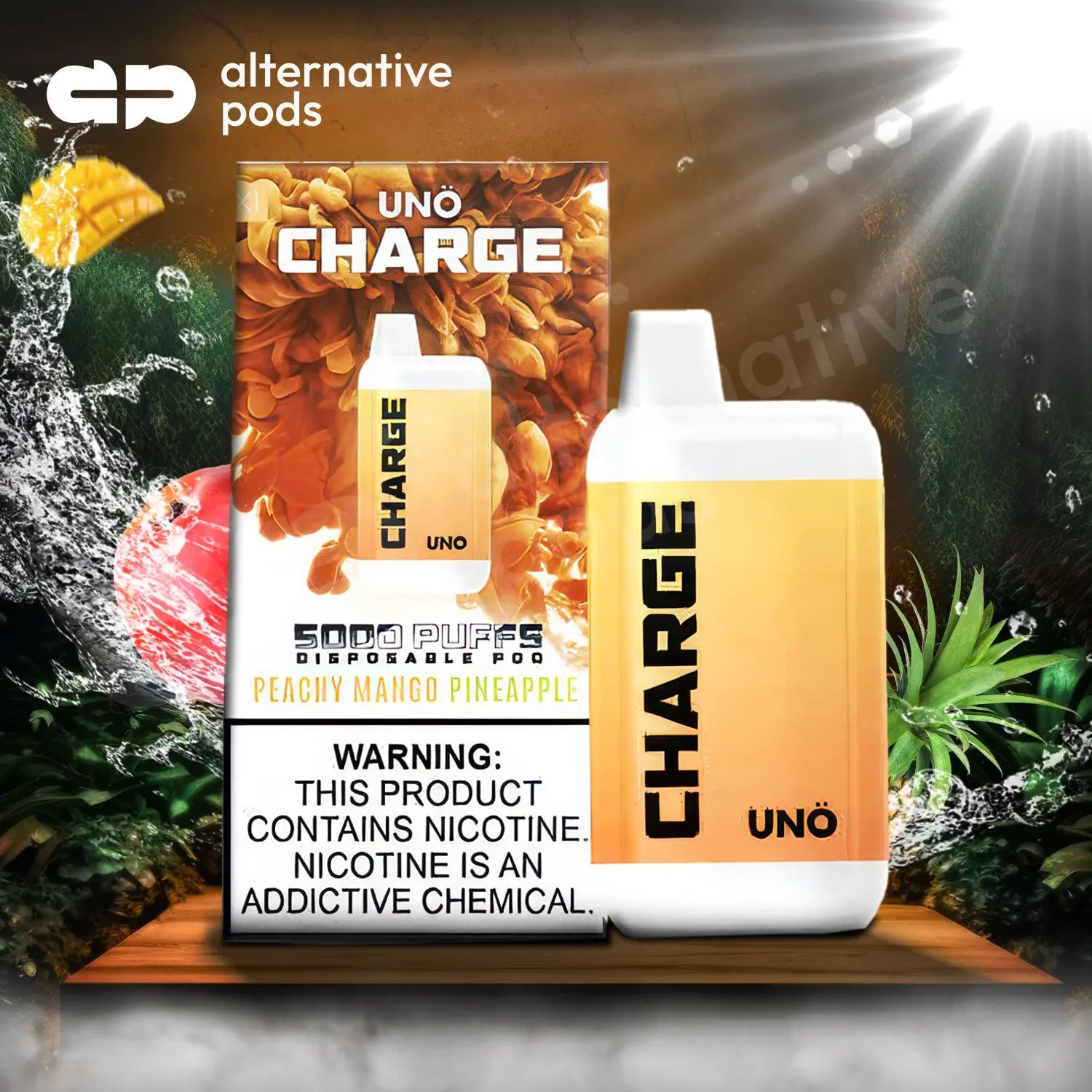 Uno Charge 5000 Puffs Disposable Vape - Peachy Mango Pineapple 