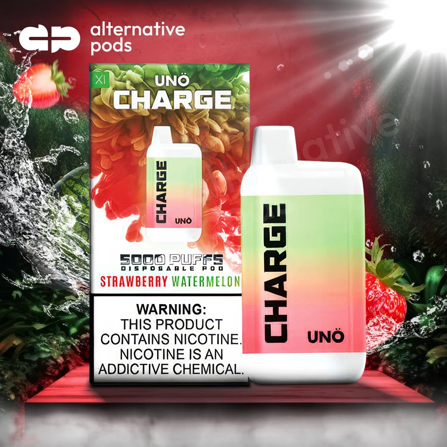 Uno Charge 5000 Puffs Disposable Vape - Strawberry Watermelon 